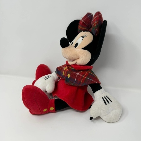 Disney Collection Holiday Minnie Mouse Plaid Cape and Bow 2015 Collectible Plush - Picture 9 of 15
